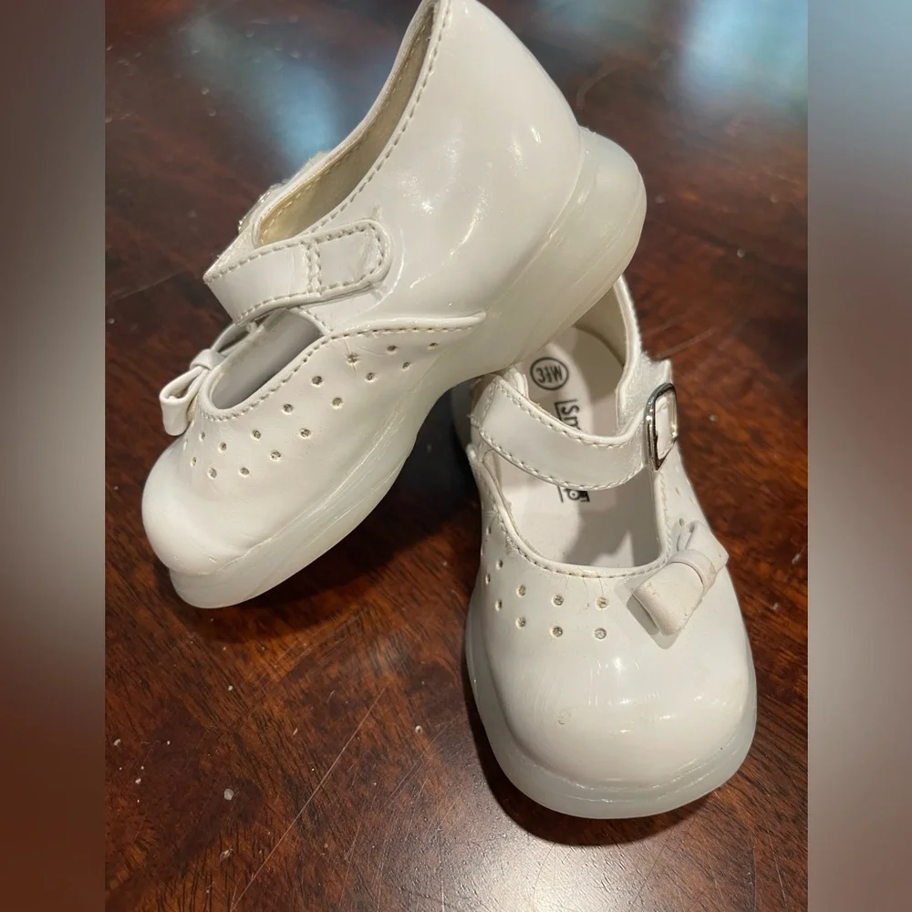 VTG 90s Smart Steps little girl white patent vinyl‎ Mary Jane shoes size 3.5W